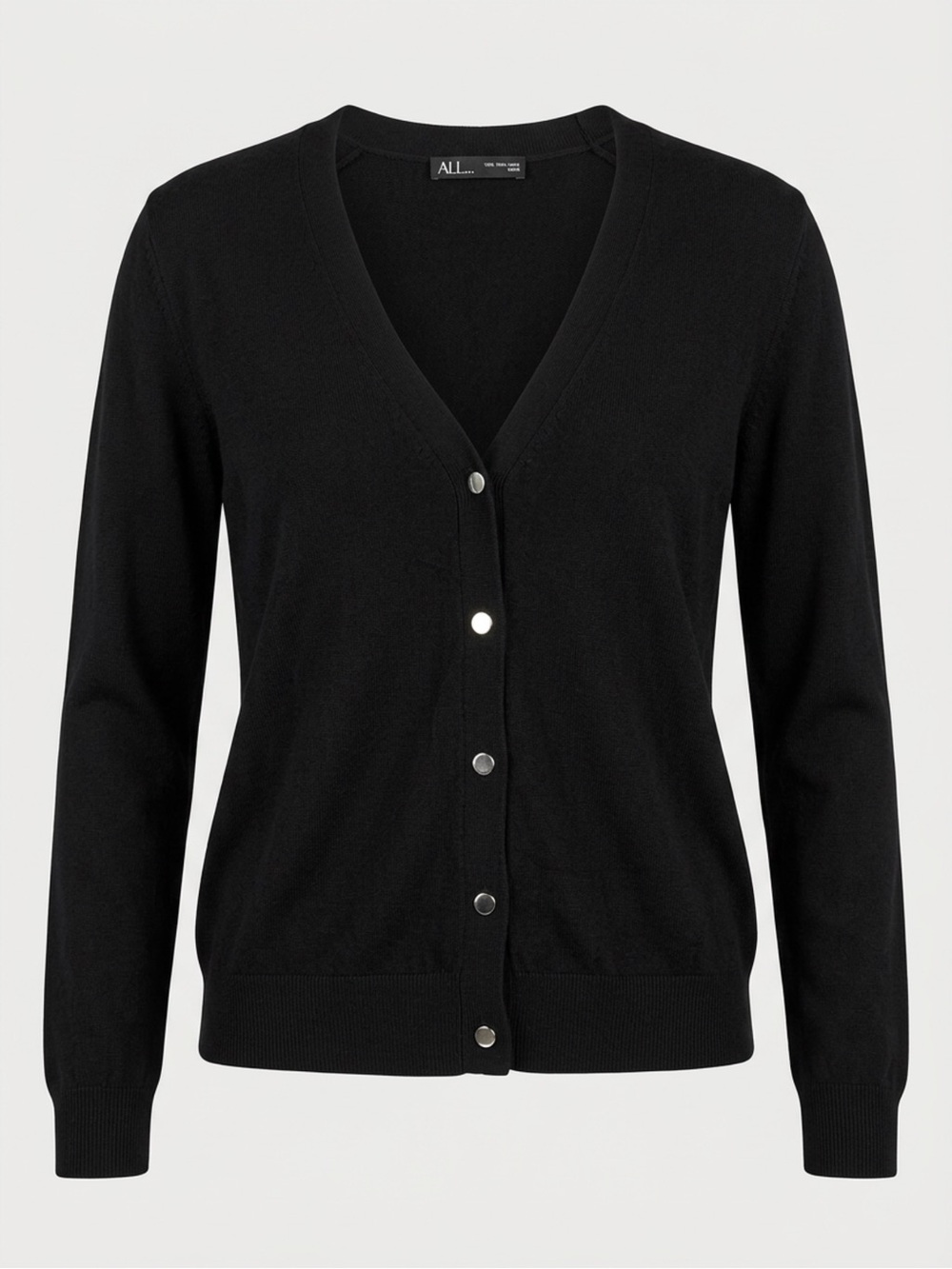 Black V-Neck Button-Front Cardigan Sweater with gold buttons size XS